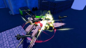 Image of the player using Shadows to attack an enemy in Arise Crossover on Roblox.