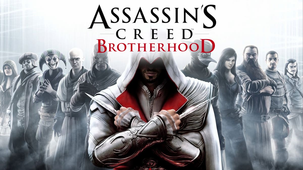 The cover image for the Assassin's Creed Brotherhood game.