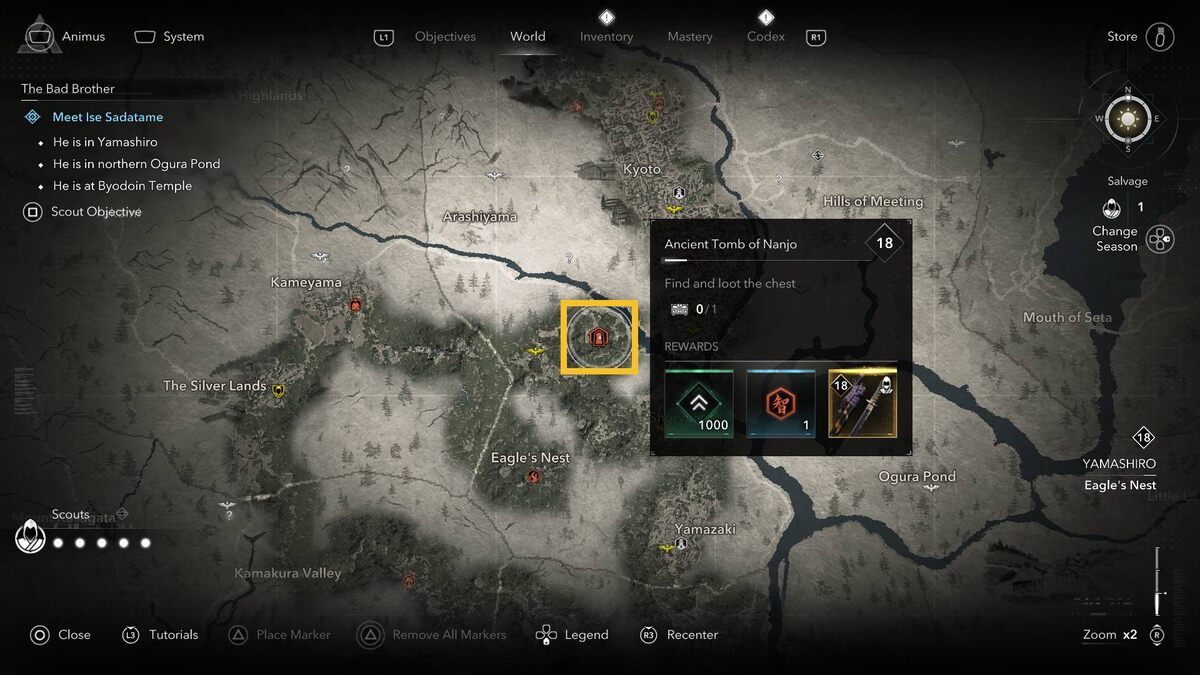 Assassin's Creed Shadows Ancient Tomb of Nanjo: map.