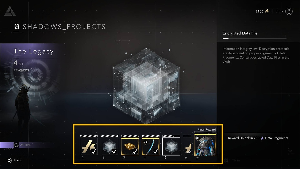 Assassin's Creed Shadows Anomalies: Projects screen in the animus.