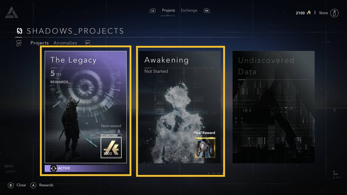 Assassin's Creed Shadows Anomalies: Projects screen in the animus.