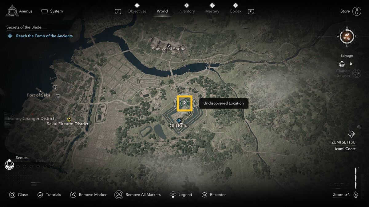 Assassin's Creed Shadows assassin outfit: map.