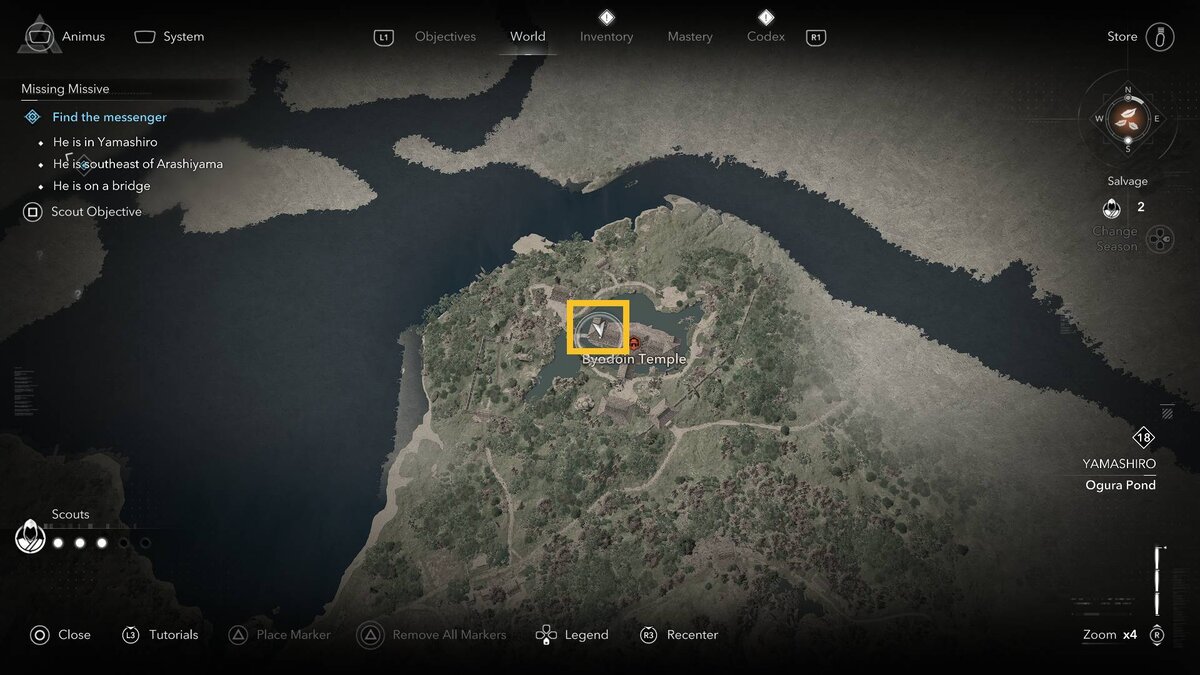 Assassin's Creed Shadows Byodoin Temple: map.