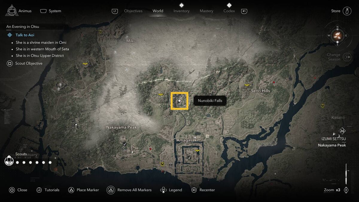 Assassin's Creed Shadows find Mistumune: Mitsumune location on the map.