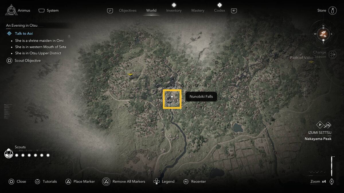 Assassin's Creed Shadows find Mistumune: Mitsumune location on the map.