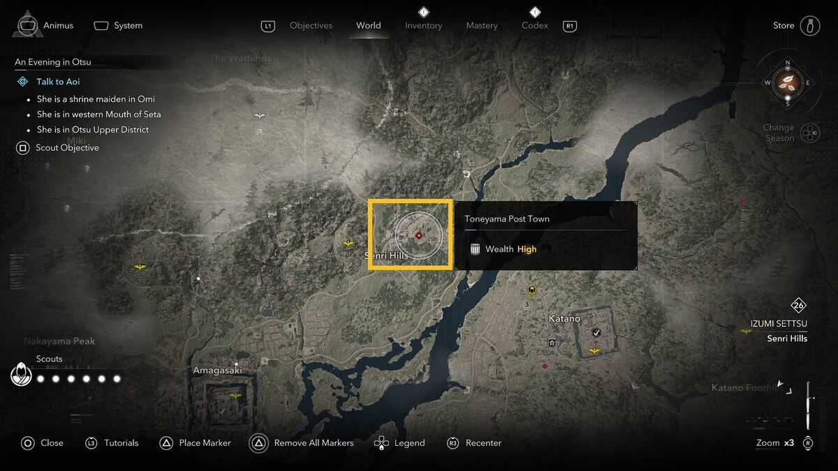 Assassin's Creed Shadows find Mistumune: Toneyama Post Town on the map.
