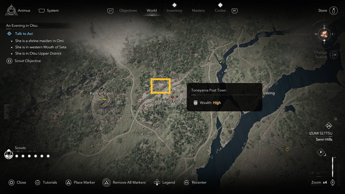 Assassin's Creed Shadows find Mistumune: Toneyama Post Town on the map.