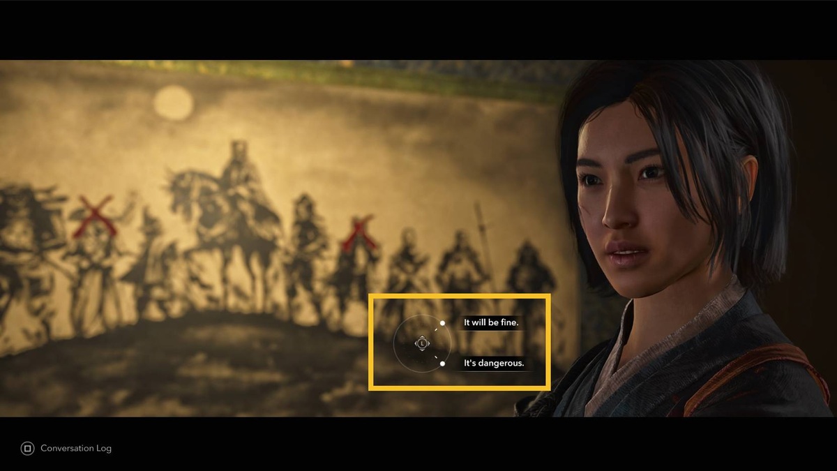 Assassin's Creed Shadows Friend of my Enemy: dialogue option.