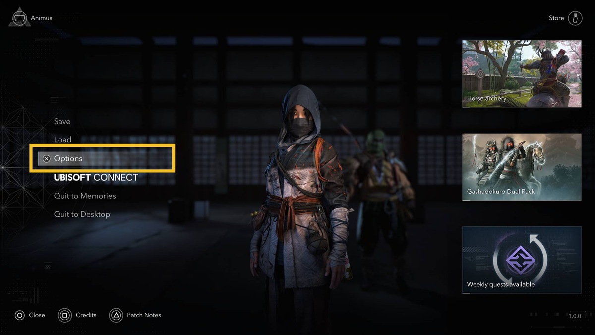 Assassin's Creed Shadows guaranteed assassination: options menu.