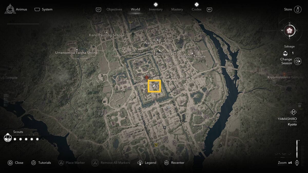 Assassin's Creed Shadows Honnoji Temple Lost Pages: map.