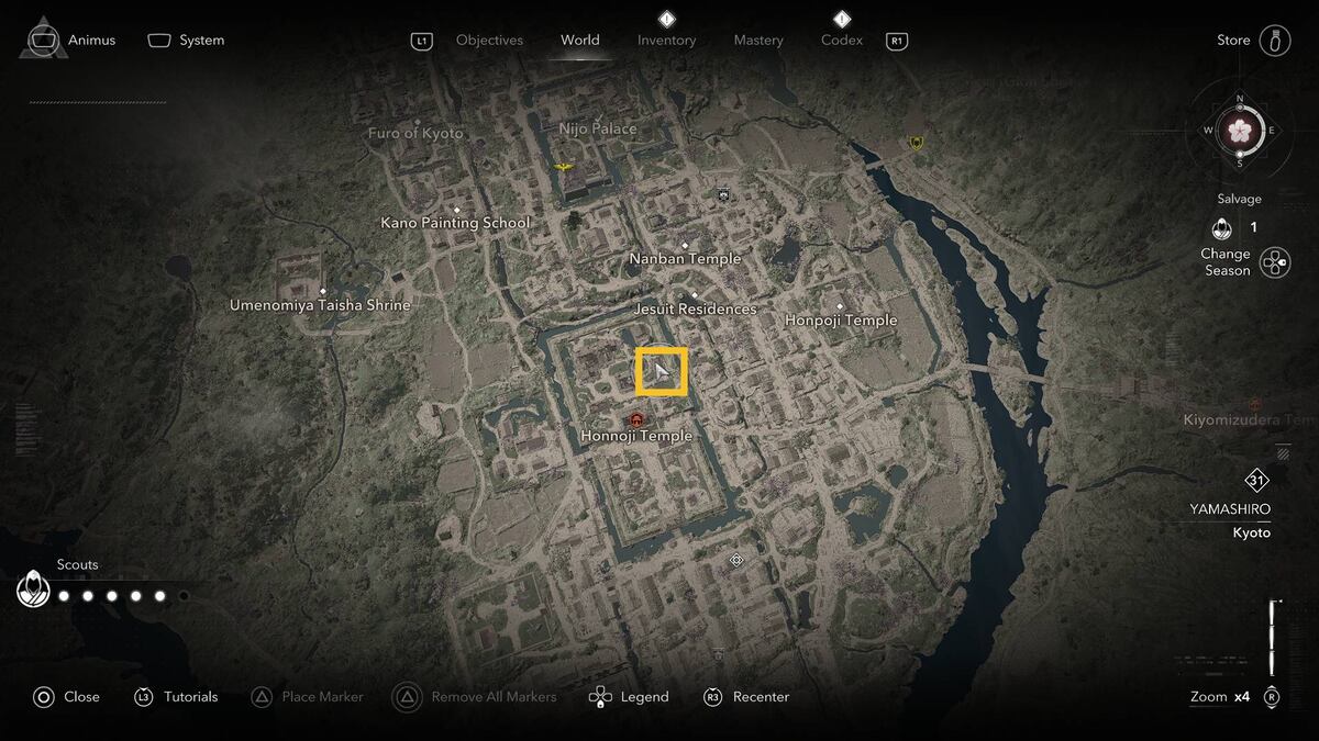 Assassin's Creed Shadows Honnoji Temple Lost Pages: map.