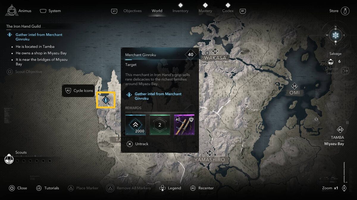 Assassin's Creed Shadows Iron Hand Guild: map.