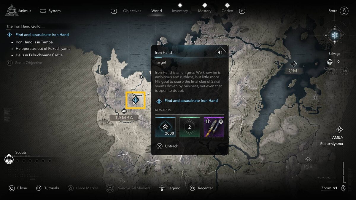 Assassin's Creed Shadows Iron Hand Guild: map.