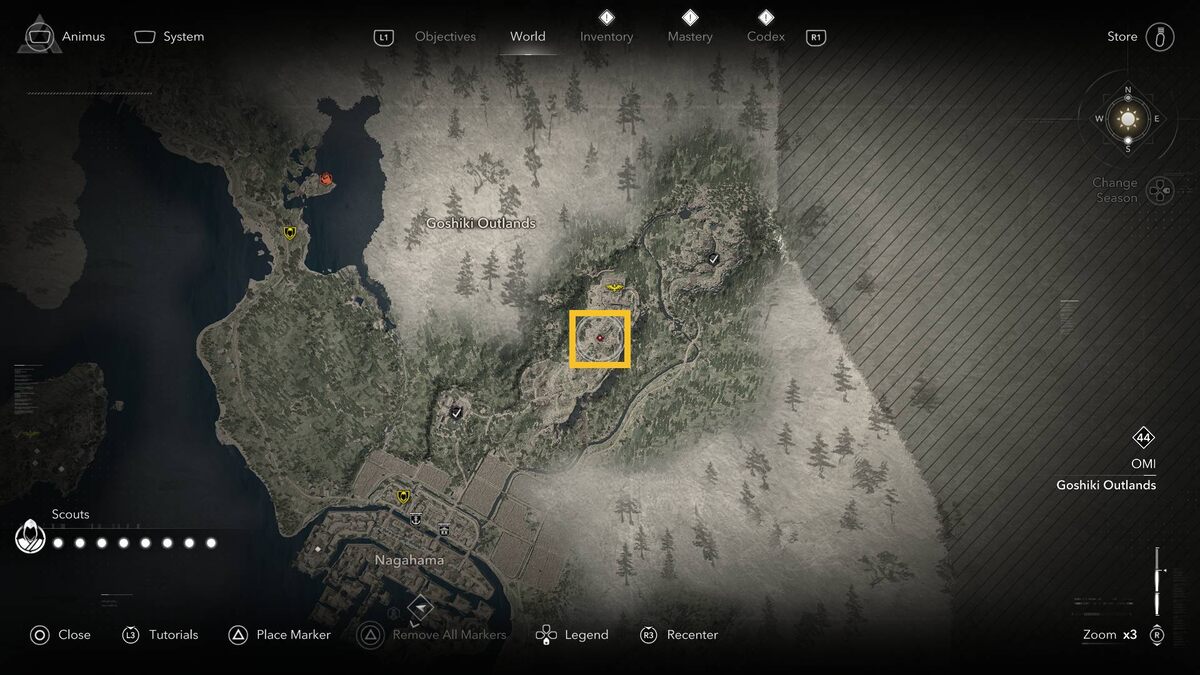 Assassin's Creed Shadows kill outlaws: map.