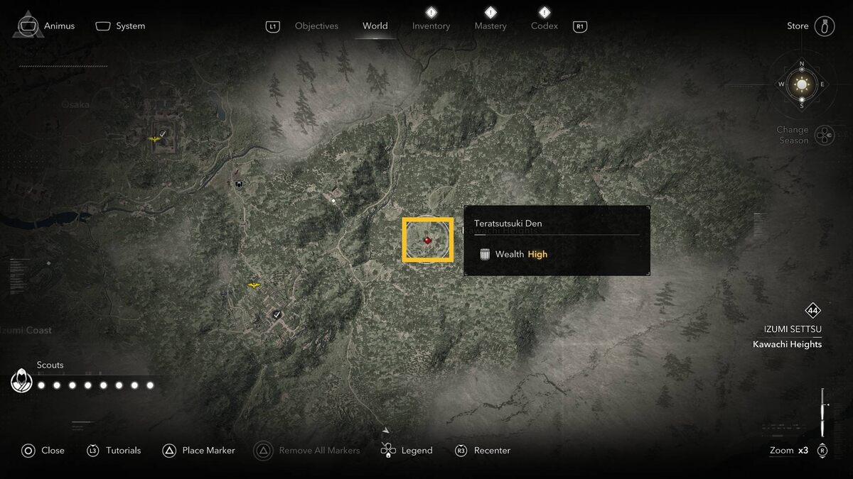 Assassin's Creed Shadows kill outlaws: map.
