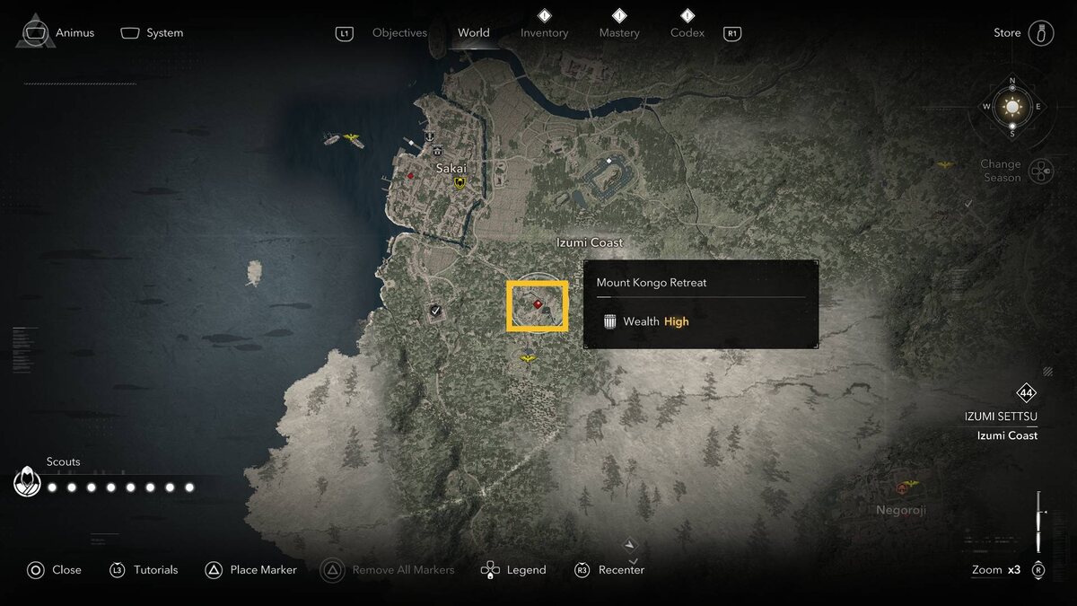 Assassin's Creed Shadows kill outlaws: map.