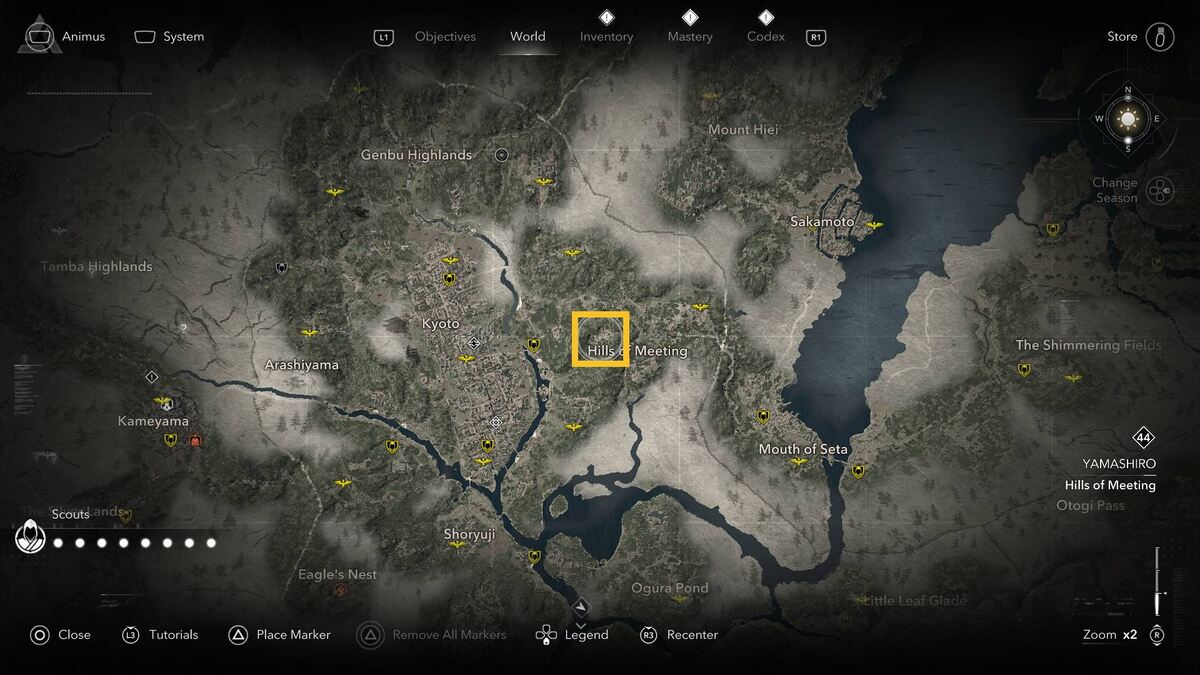 Assassin's Creed Shadows kill outlaws: map.