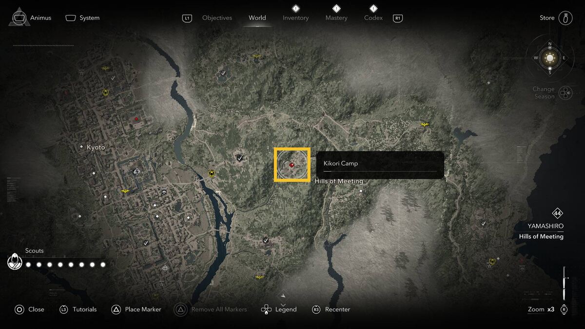 Assassin's Creed Shadows kill outlaws: map.