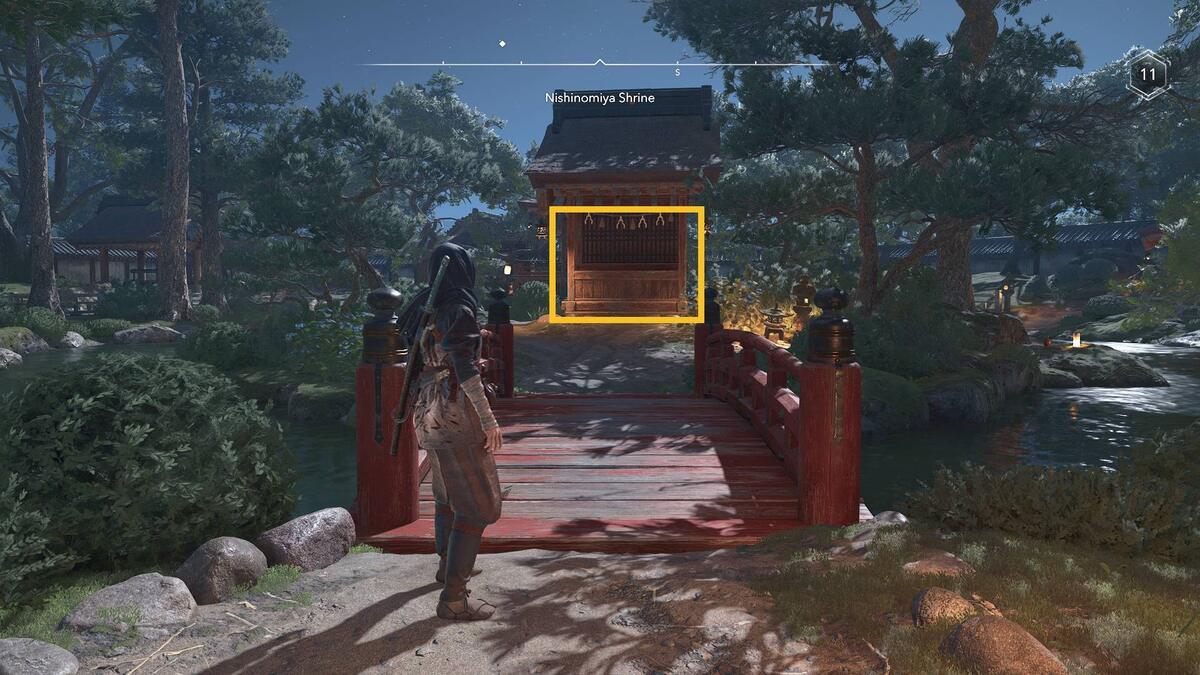 Assassin's Creed Shadows Nishinomiya Shrine: shrine location on the map.