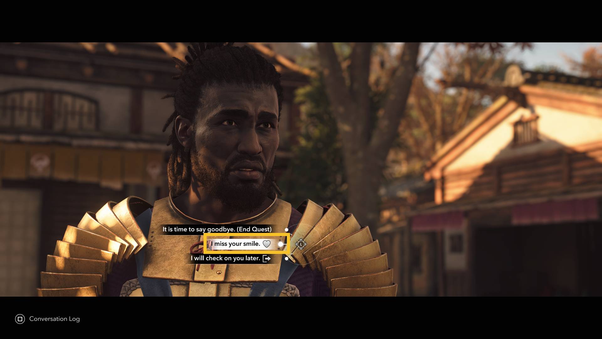 Assassin's Creed Shadows romance options: Lady Oichi dialogue options.