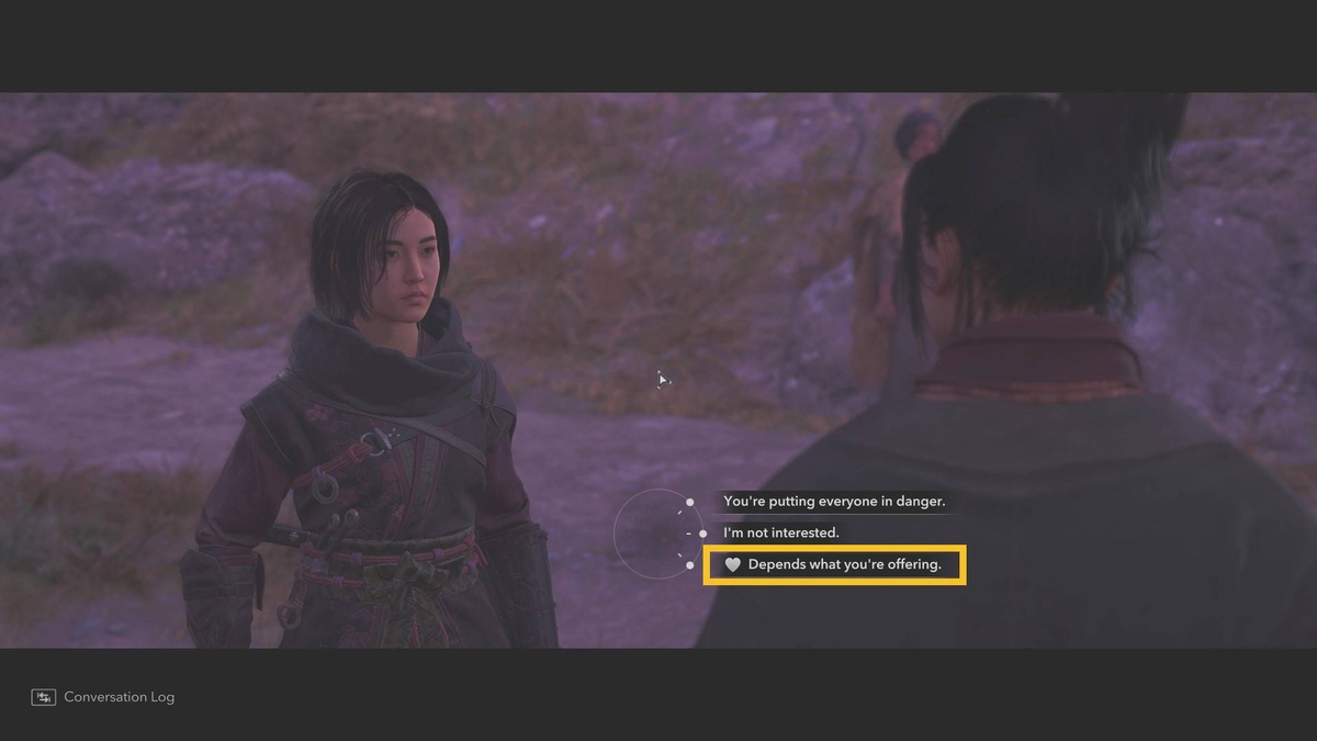 Assassin's Creed Shadows romance options: Gennojo romance dialogue options.