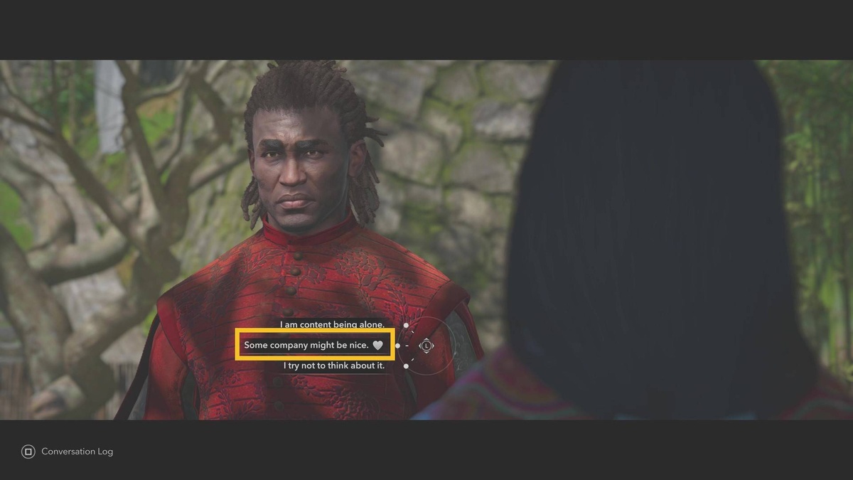 Assassin's Creed Shadows romance options: Lady Oichi romance dialogue options.