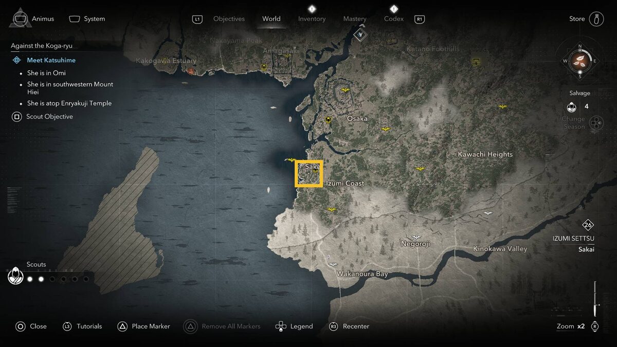 Assassin's Creed Shadows talk to Imai Sokyu: Imai Sokyu location on the map.