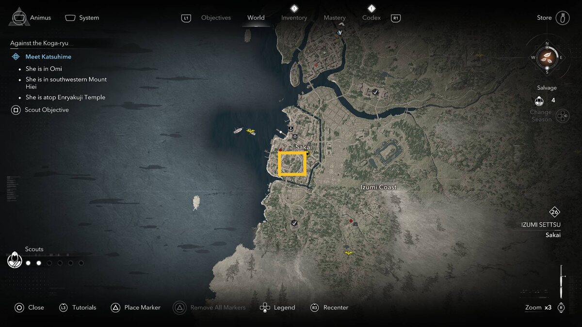 Assassin's Creed Shadows talk to Imai Sokyu: Imai Sokyu location on the map.