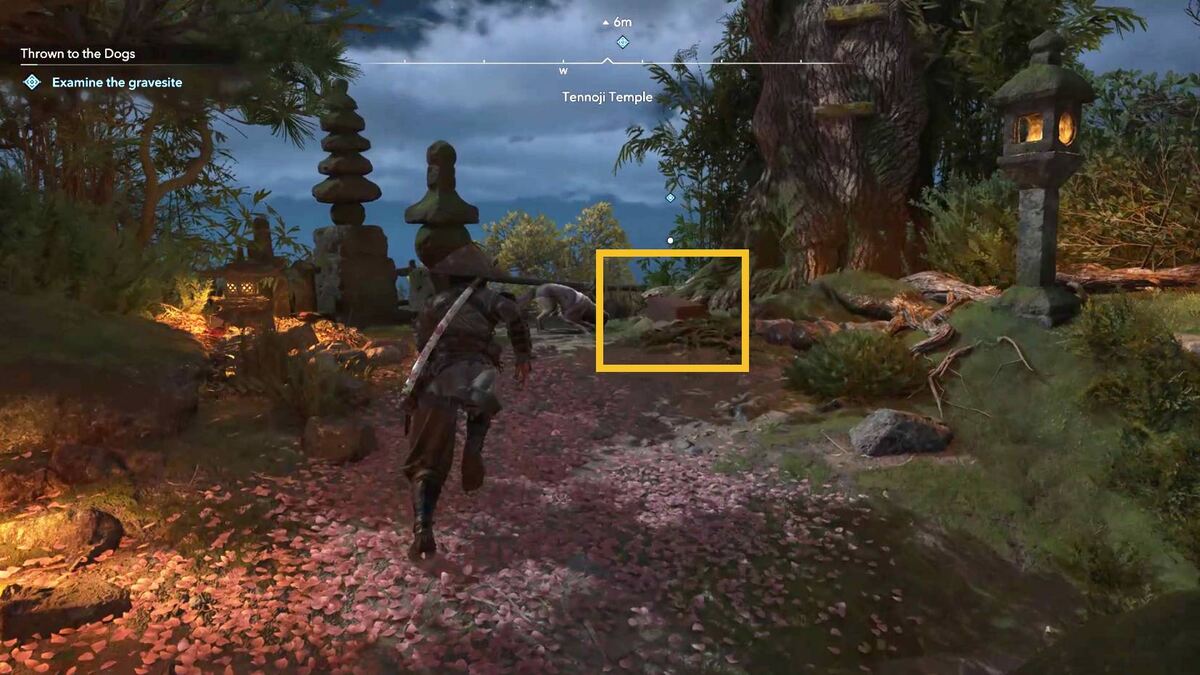 Assassin's Creed Shadows Thrown to the Dogs: gravesite.