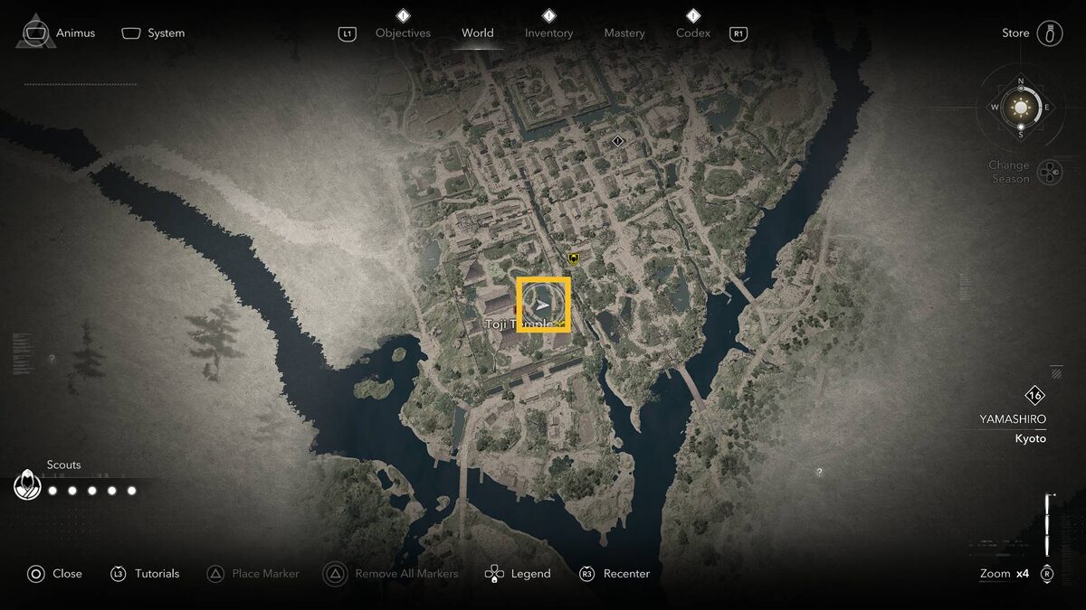 Assassin's Creed Shadows Toji Temple Lost Pages: temple grounds map.