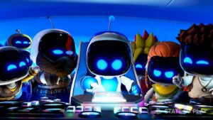 Astro about to push a button while surrounded by VIP Bots.