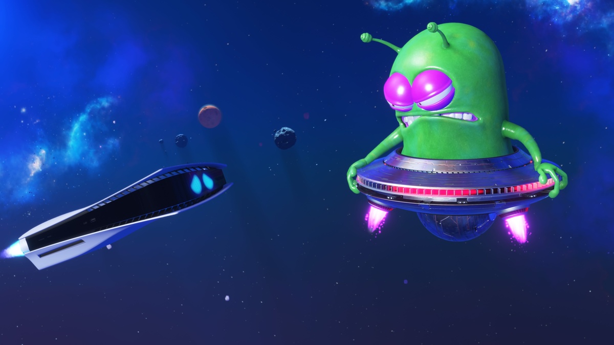 Astro Bot review: an alien next to a PS5.