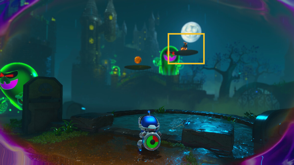 Astro Bot Spooky Time: Astro exploring the Spooky Time level.