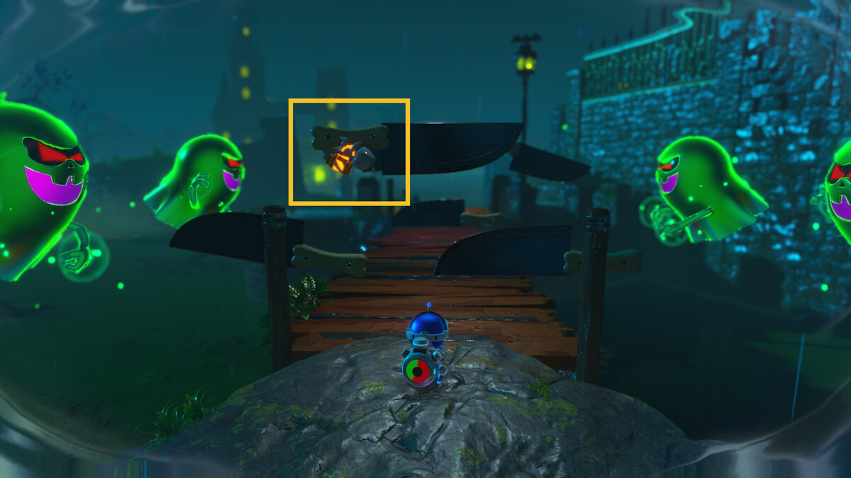 Astro Bot Spooky Time: Astro exploring the Spooky Time level.
