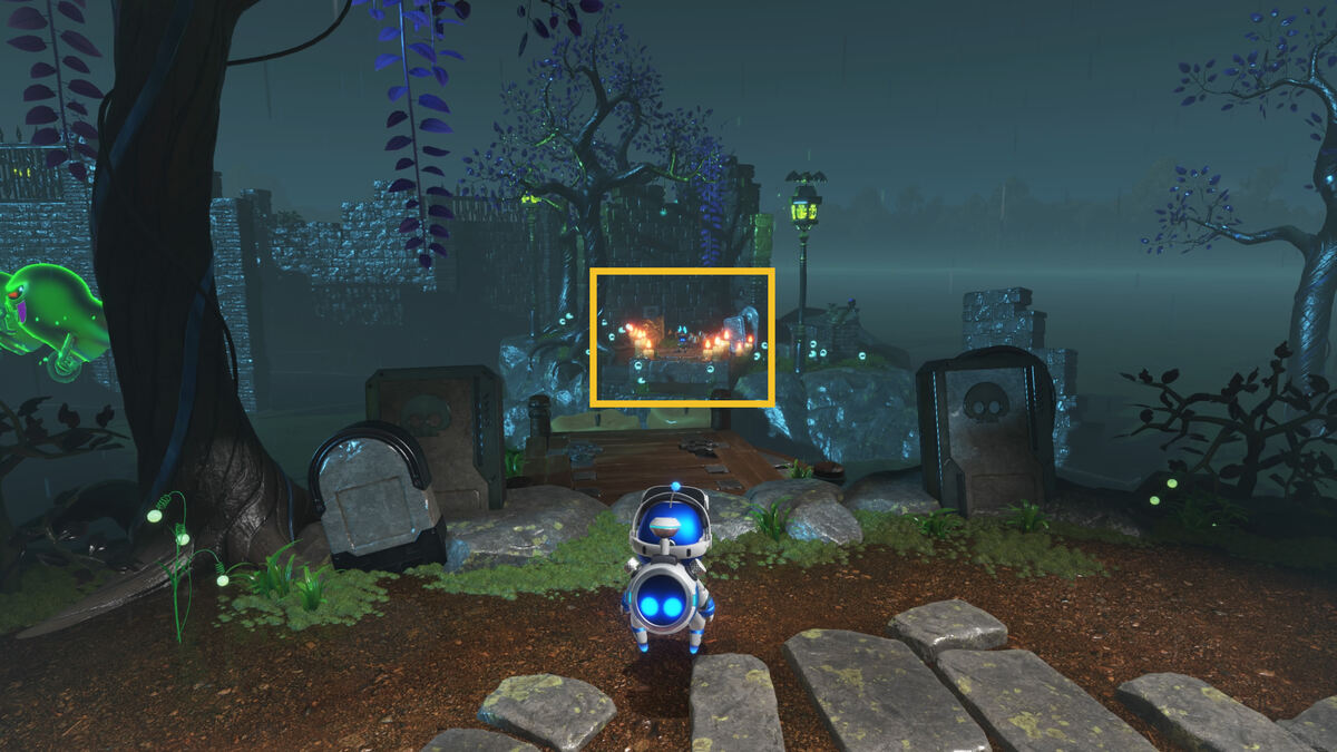 Astro Bot Spooky Time: Astro exploring the Spooky Time level.