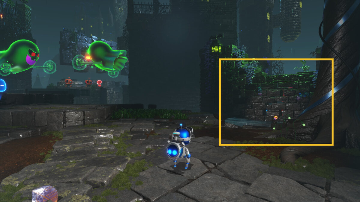 Astro Bot Spooky Time: Astro exploring the Spooky Time level.