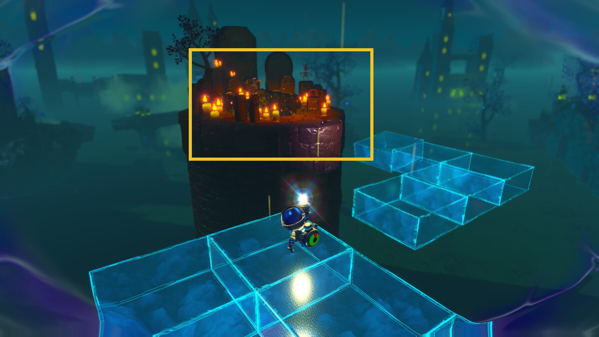 Astro Bot Spooky Time: Astro exploring the Spooky Time level.
