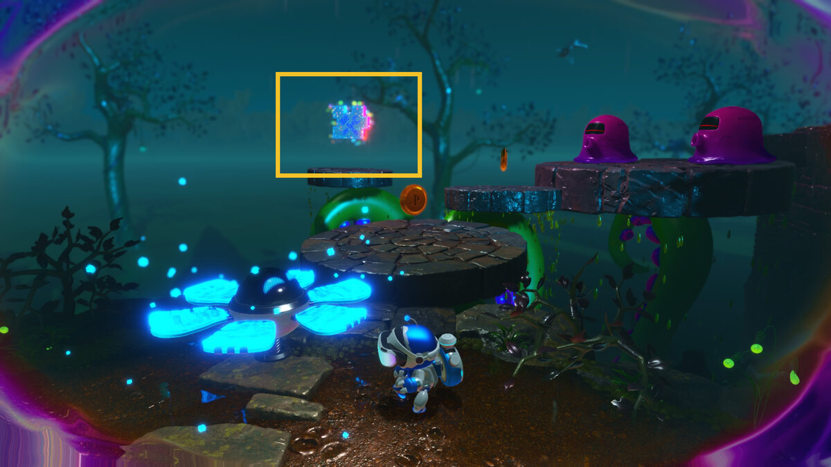 Astro Bot Spooky Time: Astro exploring the Spooky Time level.