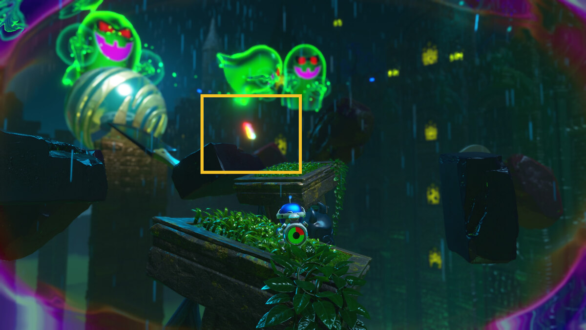 Astro Bot Spooky Time: Astro exploring the Spooky Time level.