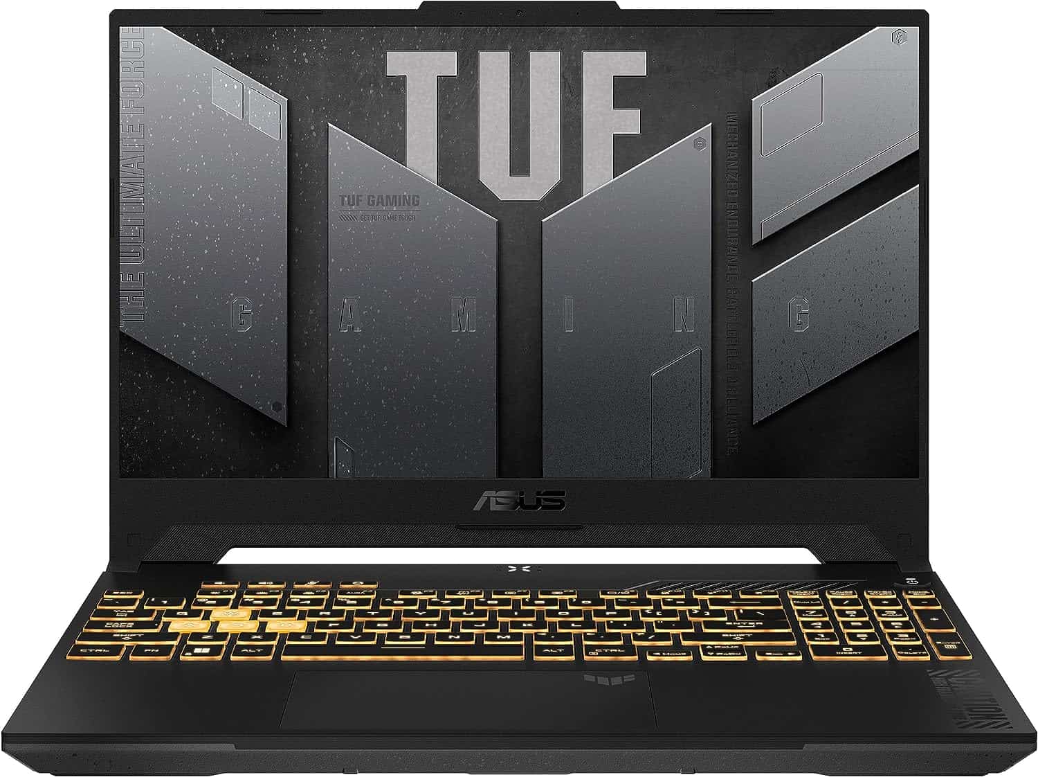 ASUS TUF 15.6" laptop features a gold keyboard.