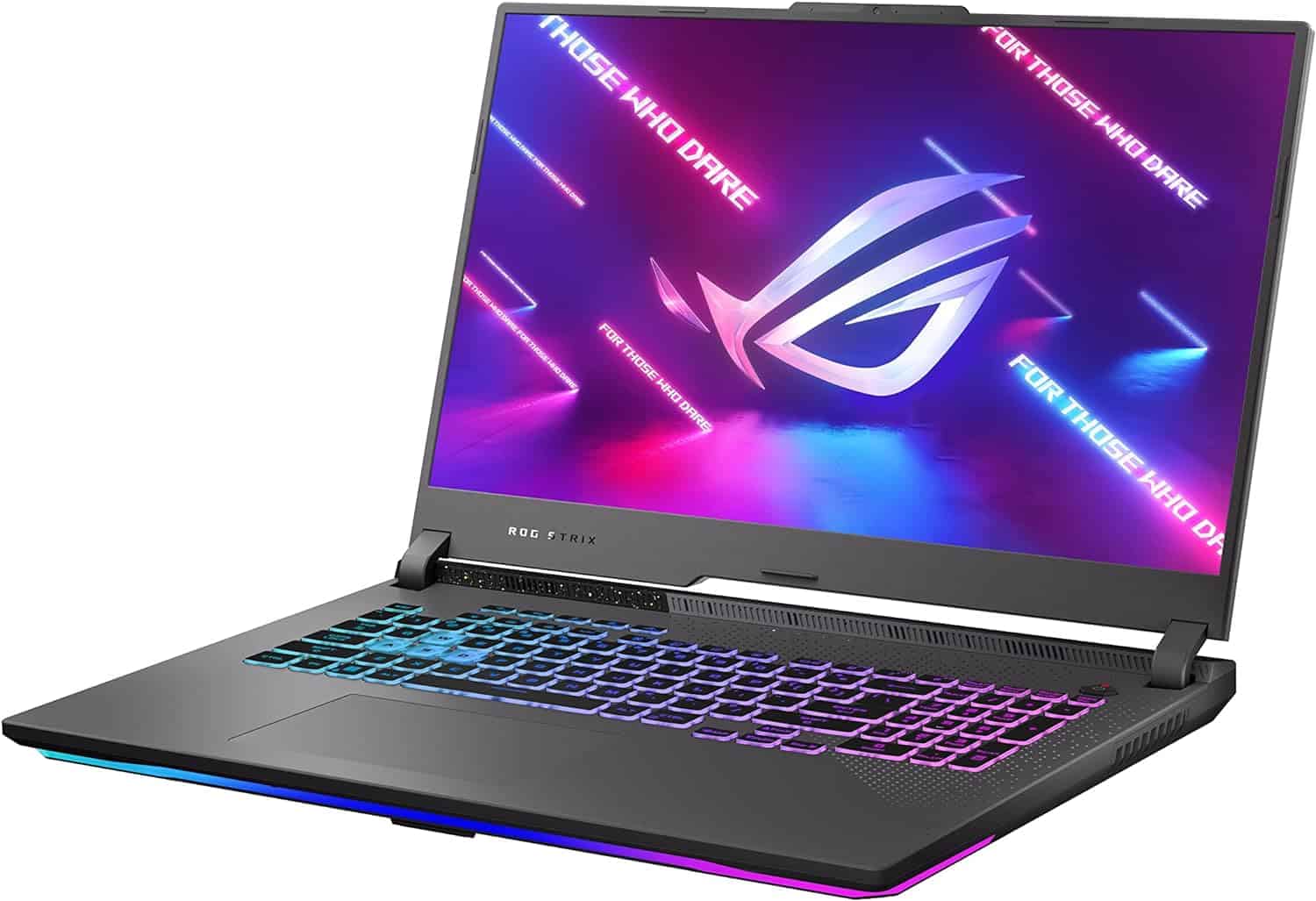 The ASUS ROG Strix G17 laptop is open on a white background.