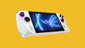 asus rog ally on a yellow background
