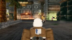 Attack on Titan Revolution codes: anime character in a city.