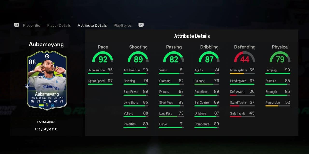 aubameyang potm player profile fc 24