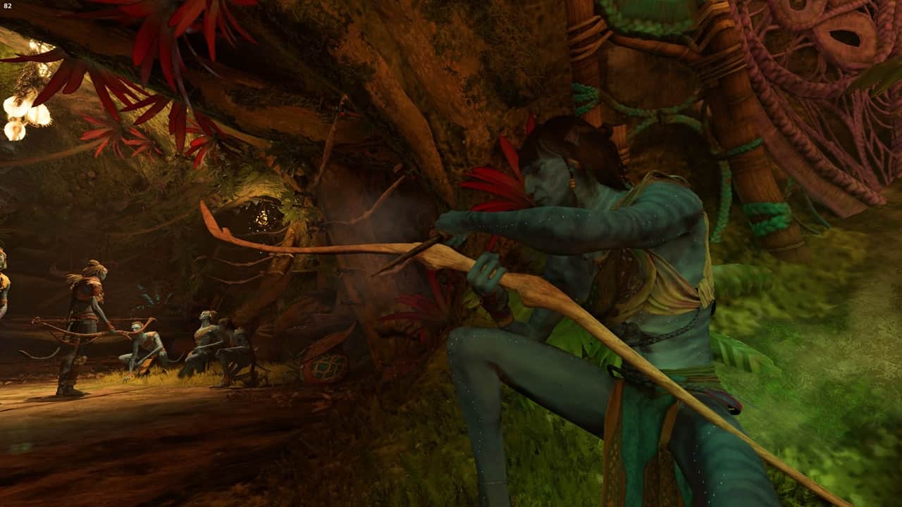 Merciful kills in Avatar Frontiers of Pandora - An image of a Na'vi preparing a bow in the game.