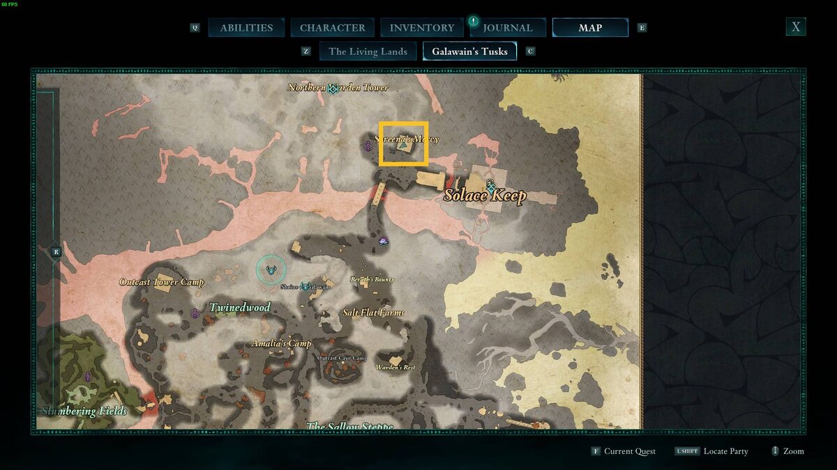 Avowed cartographer Galawain's Tusks: map.
