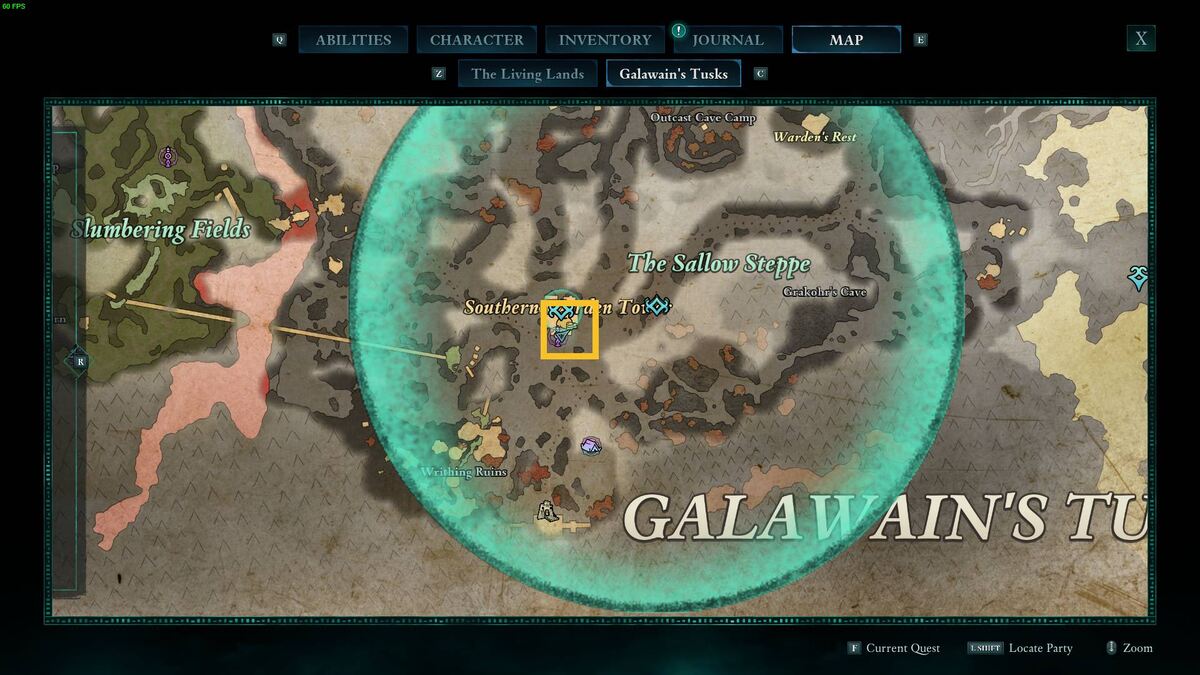 Avowed My Loyal Shield treasure map: map.
