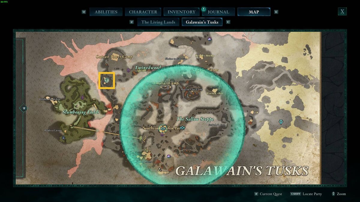 Avowed My Loyal Shield treasure map: map.