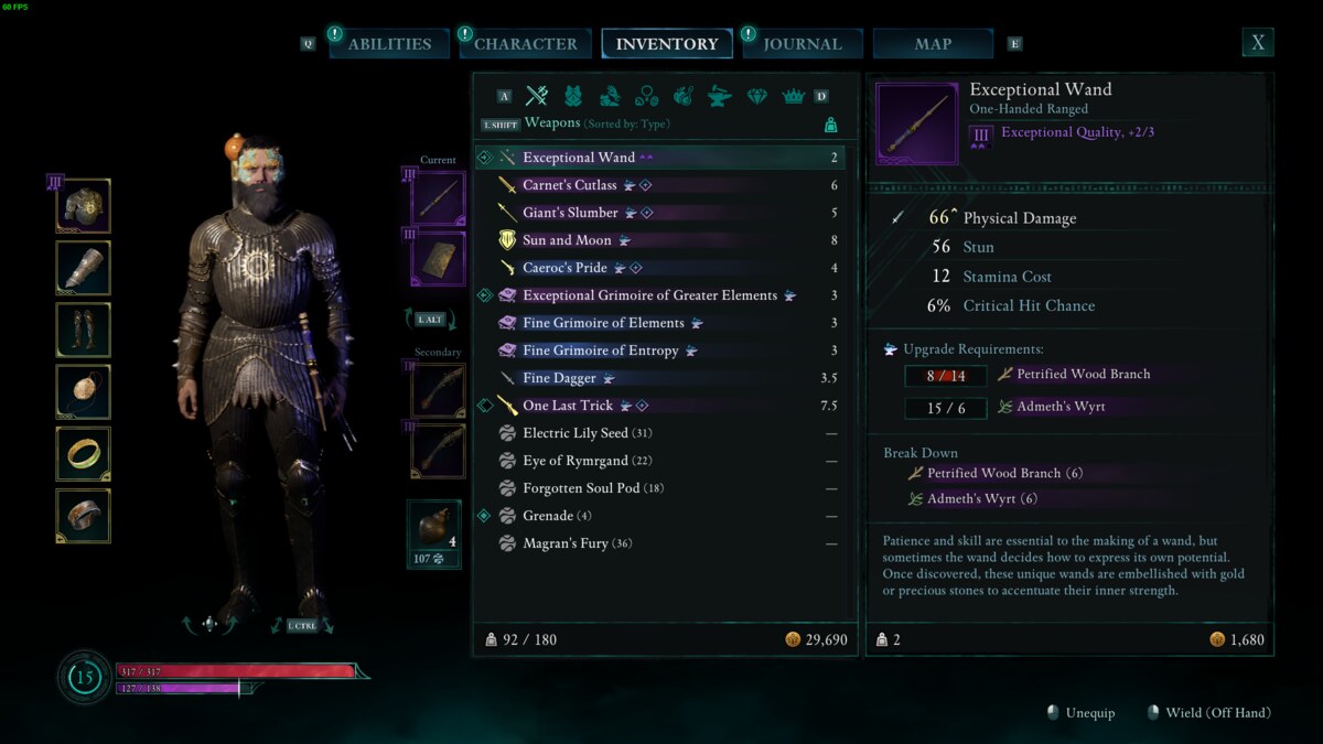 Avowed review: inventory.