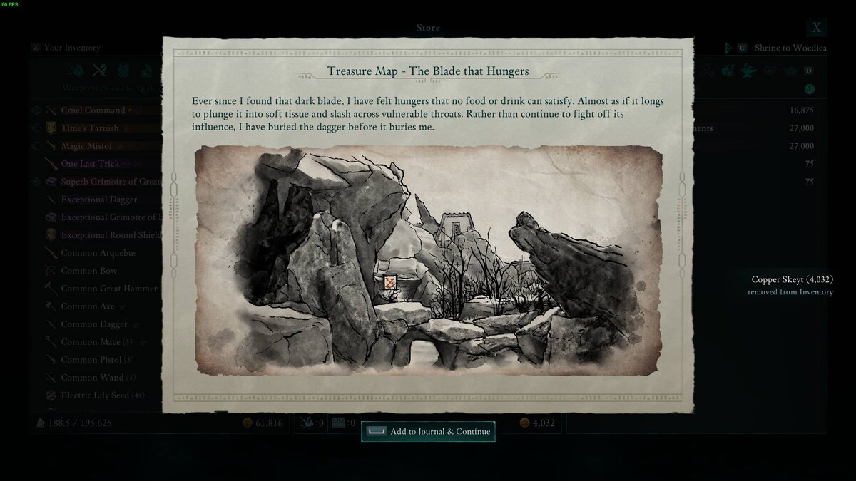 Avowed The Blade that Hungers treasure map: treasure map.